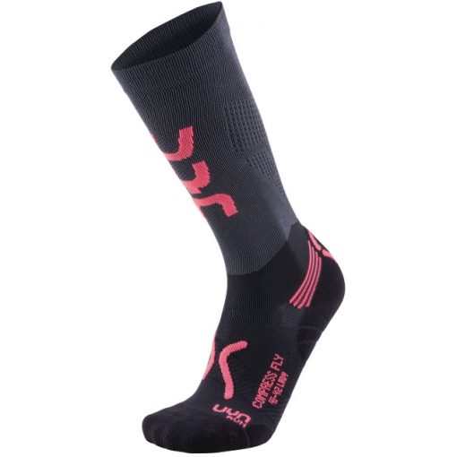 UYN Lady Run Compression Fly Socks anthracite / coral fluo 35-36