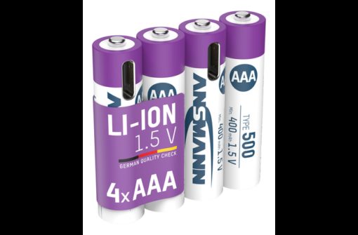 Piles rechargeables Ansmann accus Li-Ion Micro AAA Typ 500 (min.400mAh) blister à 4pcs.