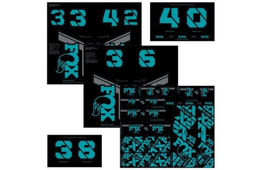 FOX Decal 21 Custom Fork & Shock turquoise