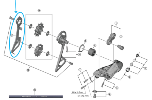 Shimano Plaquette intérieure RD-R8000 SS