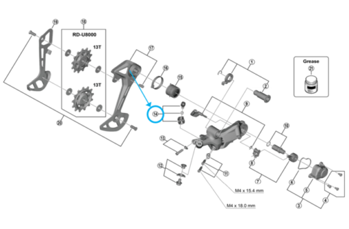 Shimano Vis de réglage du câble dérailleur RD-U8000