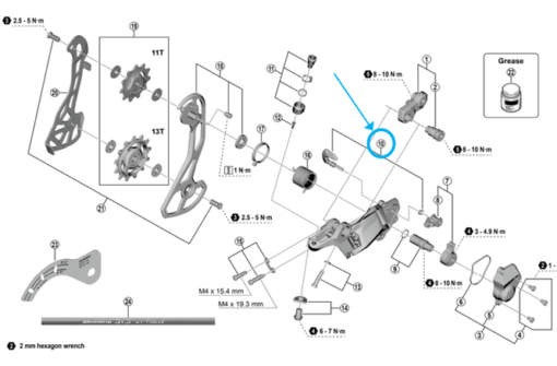Shimano Unité de l'interrupteur avec vis RD-RX820