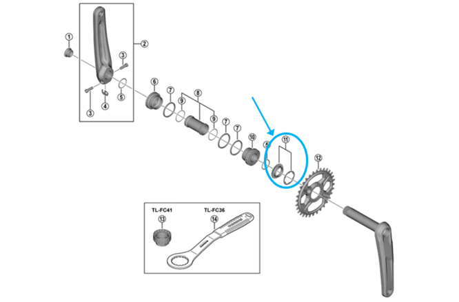 Shimano lock ring et rondelle pour FC-M6100-1 Shimano lock ring et rondelle pour FC-M6100-1