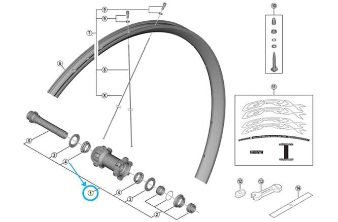 Shimano axe complet WH-RX570 100mm Shimano axe complet WH-RX570 100mm