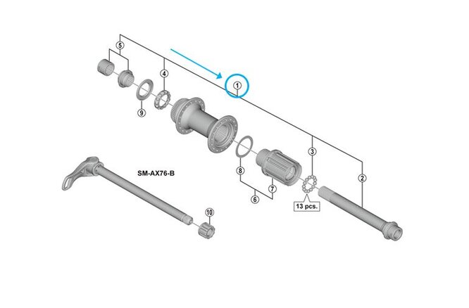 Shimano axe complet FH-M8010-B Boost Shimano axe complet FH-M8010-B Boost