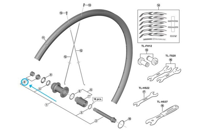 Shimano Set de cône WH-RS170 gauche Shimano Set de cône WH-RS170 gauche