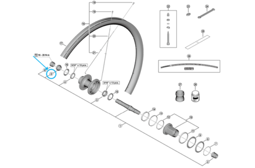 Shimano Cône WH-RX880 arrier gauche avec joint