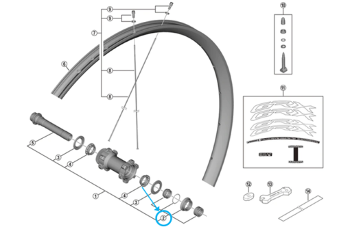Shimano Set de cône WH-RX570 avant droite