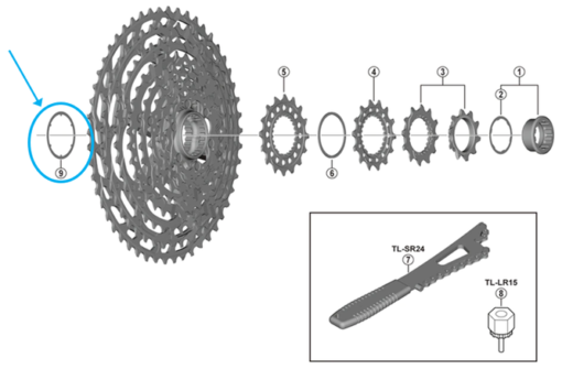 Shimano Spacer pour cassette XTR CS-M9100 12-vitesses 10-51 dents box