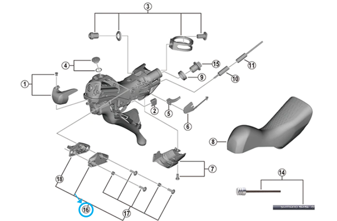 Shimano Couvercle gauche ST-R9120 avec joint Shimano Couvercle gauche ST-R9120 avec joint