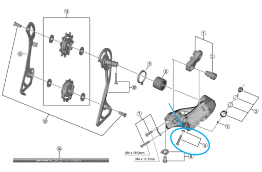 Shimano Vis de réglage du câble RD-R8000 M4x18