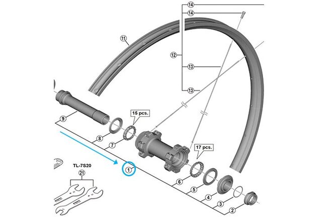 Shimano axe complet WH-MT600-F15 110mm Shimano axe complet WH-MT600-F15 110mm