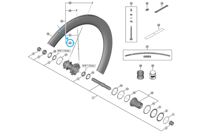 Shimano Rayon WH-R9270-C60-TL-R 243mm arrière-gauche tubless Shimano Rayon WH-R9270-C60-TL-R 243mm arrière-gauche tubless