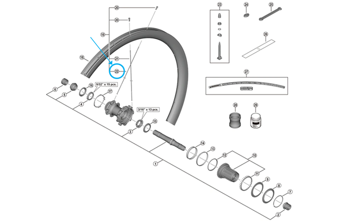 Shimano Rayon WH-R9270-C36-TL-F 282mm avant-droit tubless / collé Shimano Rayon WH-R9270-C36-TL-F 282mm avant-droit tubless / collé