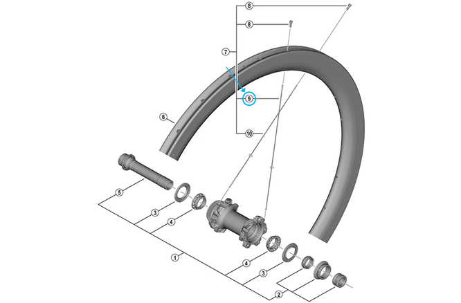 Shimano Rayon WH-R9270-C50-TU-F 271mm avant-droit collé Shimano Rayon WH-R9270-C50-TU-F 271mm avant-droit collé