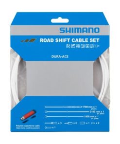 Shimano Set câble de dérailleur Route Polymère blanc blister Shimano Set câble de dérailleur Route Polymère blanc blister