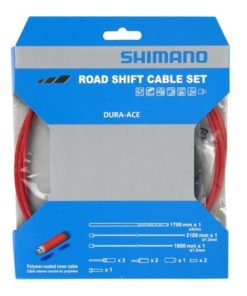 Shimano Set câble de dérailleur Route Polymère rouge blister Shimano Set câble de dérailleur Route Polymère rouge blister
