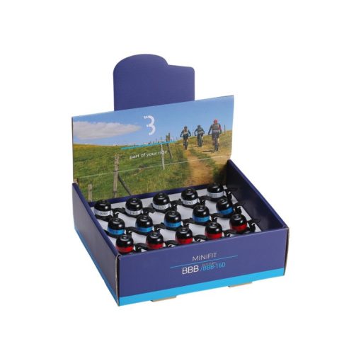 20 cloches Minifit couleurs mélangées noir avec blanc, bleu, rouge et vert