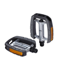 Pédale trekking alu-plastique CrMo axe argent-gris, avec réflecteurs