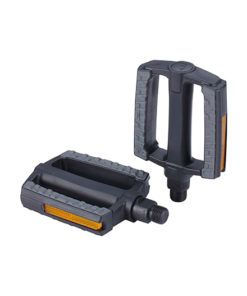 Pédale trekking plastique, axe boron noir-gris, avec réflecteurs