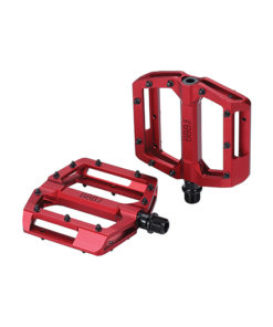 Pédale plate alu 100x95mm rouge mat 399g, Pins : conique/remplaçable