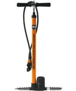 SKS Pompe à pied Rennkompressor acier multi valve avec manomètre orange