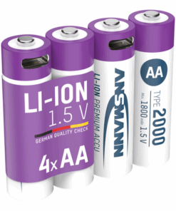 Piles rechargeables Ansmann accus Li-Ion Mignon AA Typ 2000 (min.1800mAh) blister à 4 pcs.