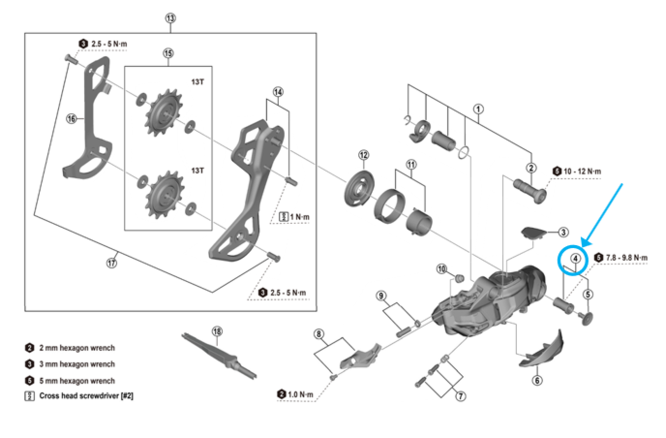 Shimano Axe de douille et couvercle RD-M8250 Shimano Axe de douille et couvercle RD-M8250