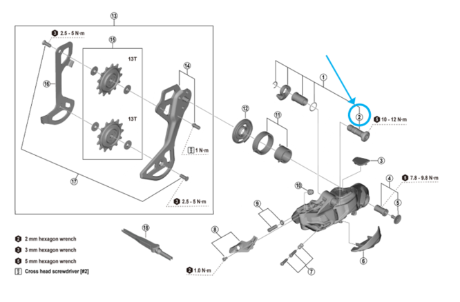 Shimano RD-M8250 vis de fixation Shimano RD-M8250 vis de fixation