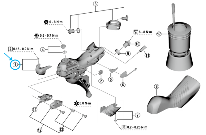 Shimano Plaquette de type ST-RX610 avec vis de fixation droit Shimano Plaquette de type ST-RX610 avec vis de fixation droit