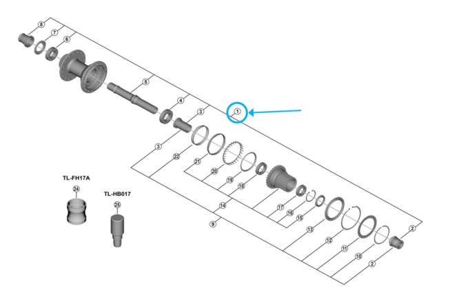 Shimano axe complet FH-M9210-B Shimano axe complet FH-M9210-B