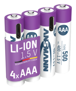 Piles rechargeables Ansmann accus Li-Ion Micro AAA Typ 500 (min.400mAh) blister à 4pcs.