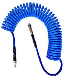 AZE Spirale pour air comprimé 7.5m 12x8mm avec connecteurs bleu