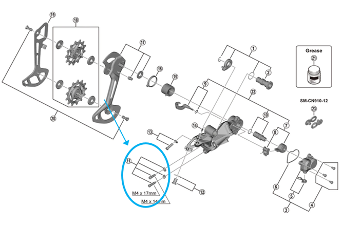 Shimano Vis d'arrêt RD-M9120 avec plaquette Shimano Vis d'arrêt RD-M9120 avec plaquette