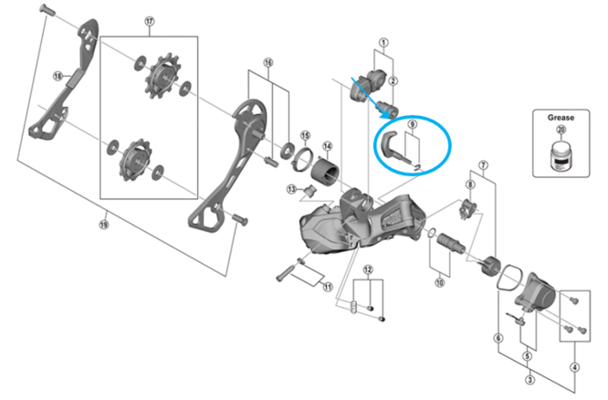 Shimano Unité de l'interrupteur avec vis RD-RX817 Shimano Unité de l'interrupteur avec vis RD-RX817