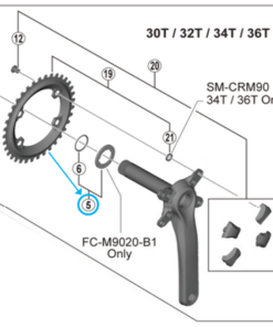 Shimano entretoise et anneau FC-M9020-B1