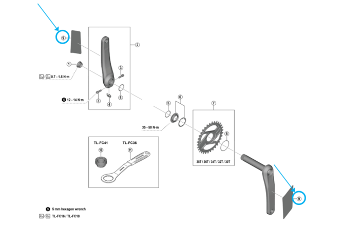 Shimano autocollant de protection FC-M9200 / FC-M9220 (2pcs) Shimano autocollant de protection FC-M9200 / FC-M9220 (2pcs)