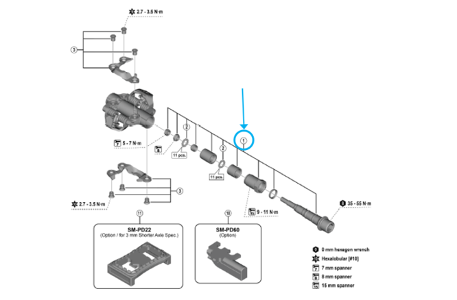 Shimano Axe PD-M9200 +3 mm droite complet 9/16" X 20T.P.I. Shimano Axe PD-M9200 +3 mm droite complet 9/16" X 20T.P.I.