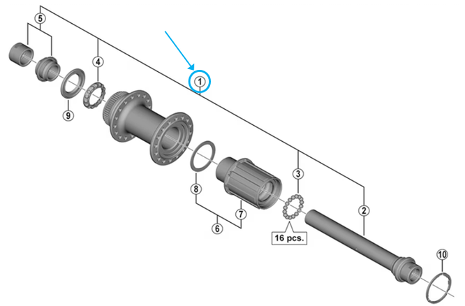 Shimano axe complet FH-R7070 Shimano axe complet FH-R7070