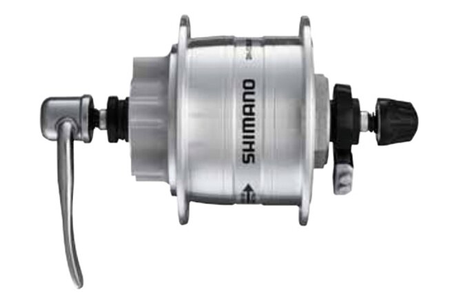 Shimano Moyeu à dynamo DH-3D32 100 mm 6-trous 32-trous 6V/3.0W SR argent Shimano Moyeu à dynamo DH-3D32 100 mm 6-trous 32-trous 6V/3.0W SR argent