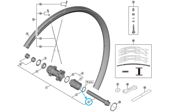 Shimano axe WH-RX570-R Shimano axe WH-RX570-R