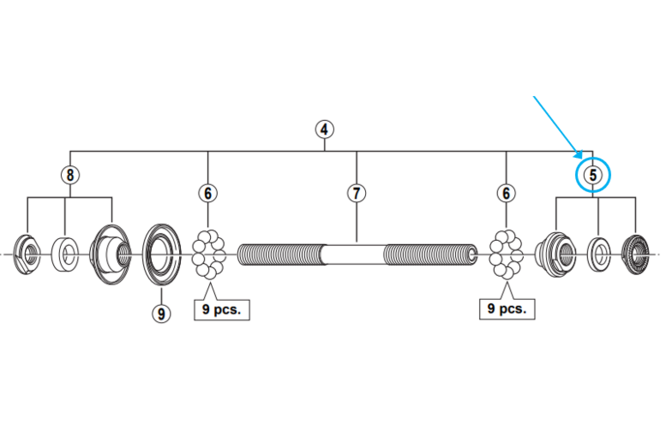 Shimano Set de cône FH-6700 droite M10 Shimano Set de cône FH-6700 droite M10