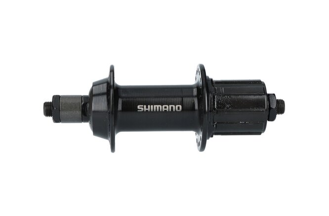 Shimano Moyeu arrière TY FH-TY500 7-vitesses 135 mm 36-trous à écrou noir Shimano Moyeu arrière TY FH-TY500 7-vitesses 135 mm 36-trous à écrou noir