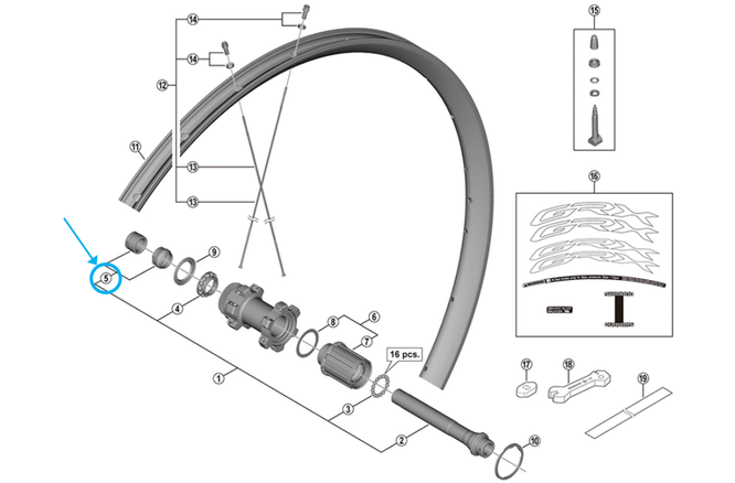 Shimano Set de cône WH-RX570 arrière gauche Shimano Set de cône WH-RX570 arrière gauche