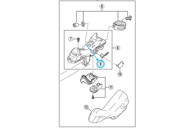 Shimano Guide de câble ST-9000 gauche avec vis Shimano Guide de câble ST-9000 gauche avec vis