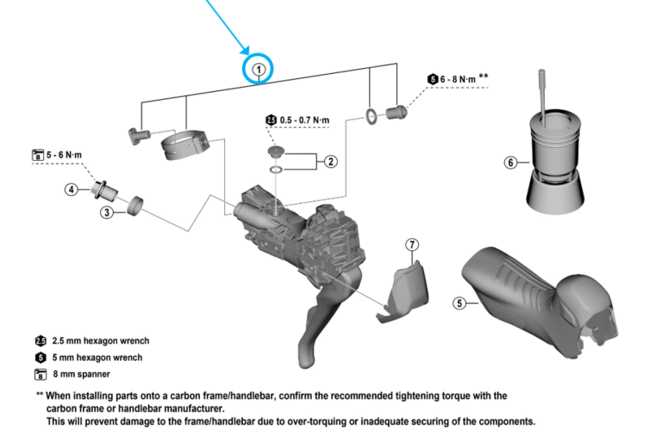 Shimano Bride ST-RX825 23.8-24.2 mm cpl. Shimano Bride ST-RX825 23.8-24.2 mm cpl.
