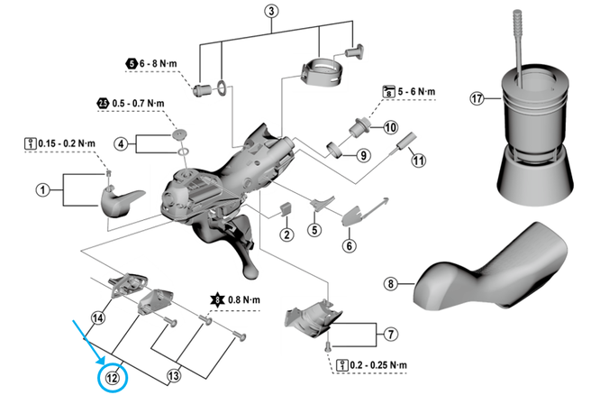 Shimano Couvercle droite ST-R7120 avec joint et vis Shimano Couvercle droite ST-R7120 avec joint et vis
