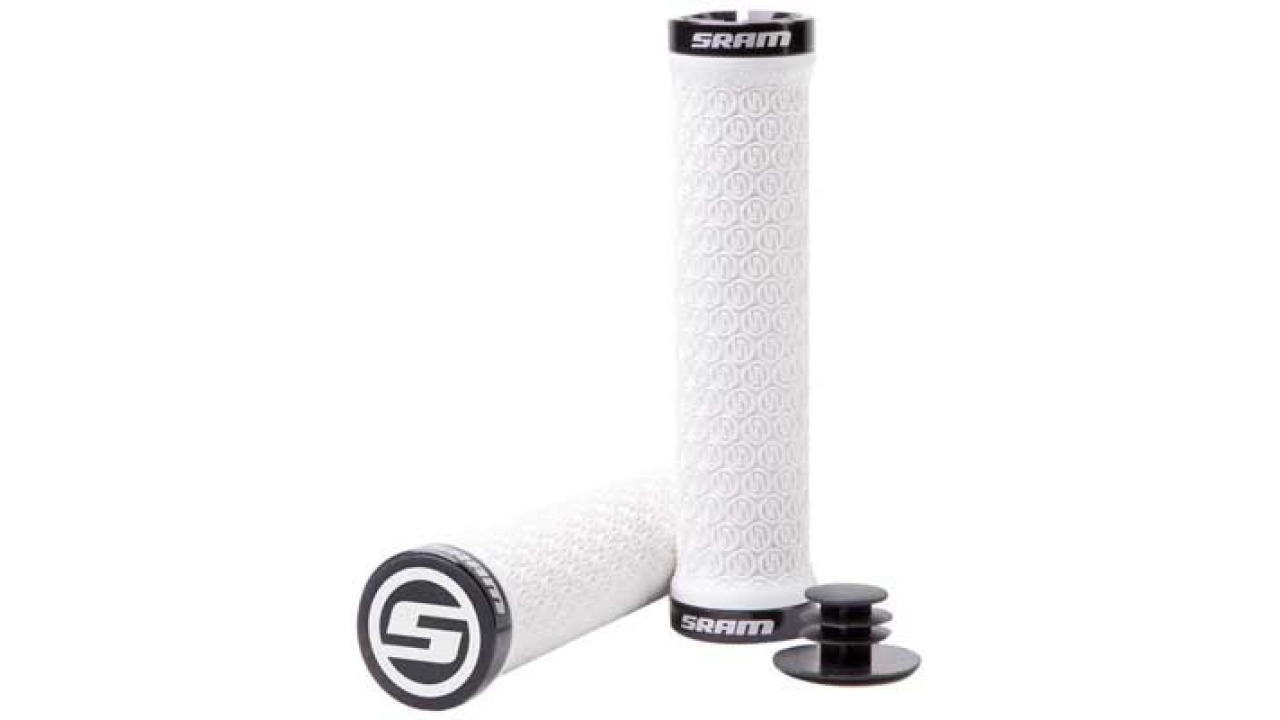 Poignées SRAM LockingGrips paire fixation avec deux bagues blanc Poignées SRAM LockingGrips paire fixation avec deux bagues blanc