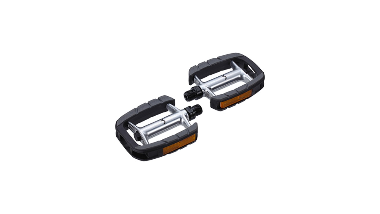 Trekking pédale alu-plastique axe CrMo argent-gris, avec réflecteurs Trekking pédale alu-plastique axe CrMo argent-gris, avec réflecteurs