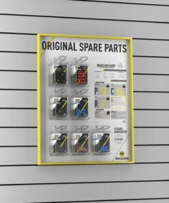 Présentoir  "Original Spare Parts" support pour mur perf. et crochet incl.